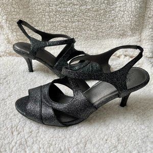 Fabulous Black Sparkle Heeled Sandal